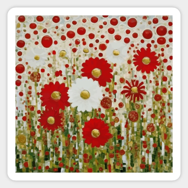 Red and White Polka Dot Flower Garden Sticker by bragova